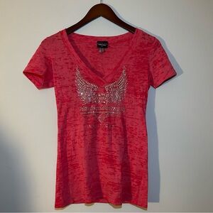Harley Davidson Women's Hot Pink‎ V-Neck Tee